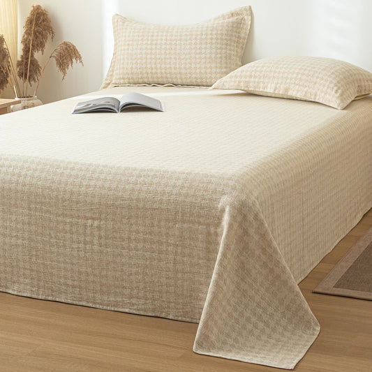 Houndstooth Textured Cotton Linen Bedspread