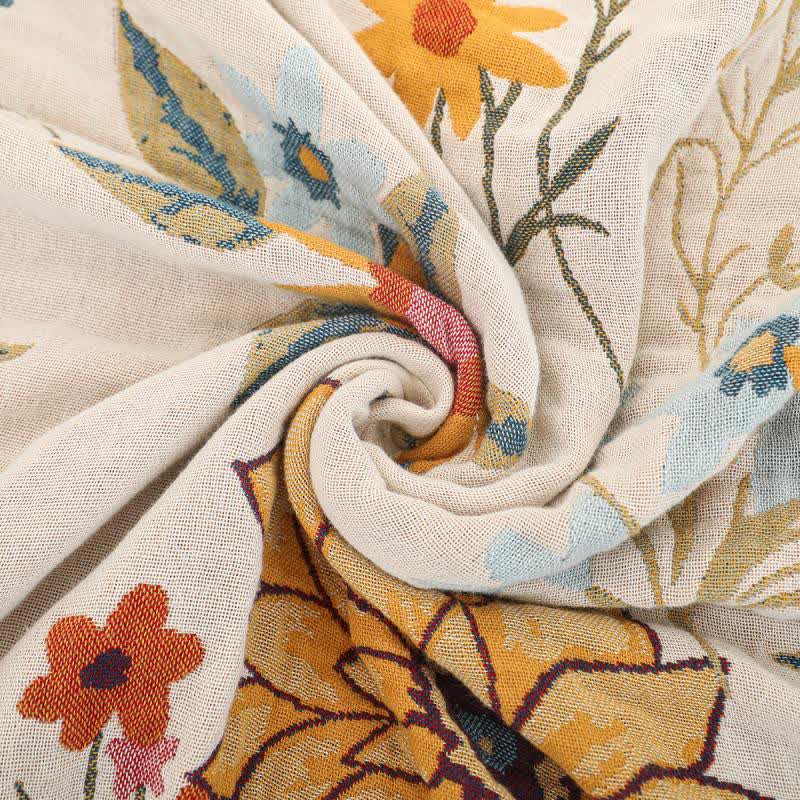 Blooming Sunflower Cotton Gauze Reversible Quilt