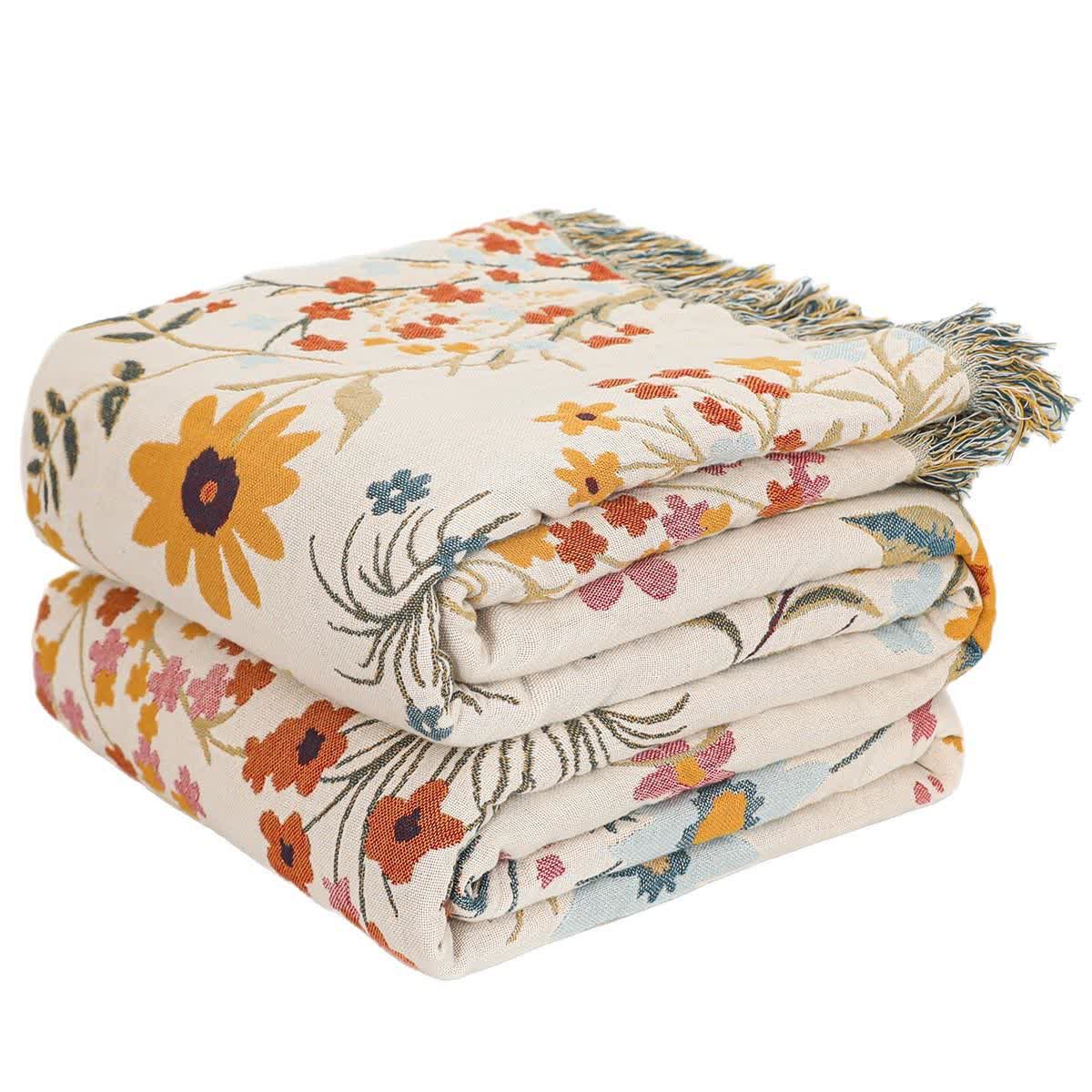 Blooming Sunflower Cotton Gauze Reversible Quilt