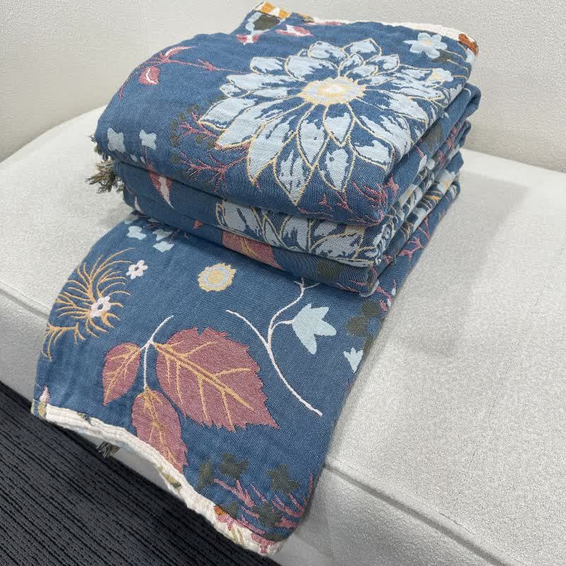 Blooming Sunflower Cotton Gauze Reversible Quilt