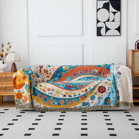 Artistic Wave Floral Cotton Gauze Blanket - image 2