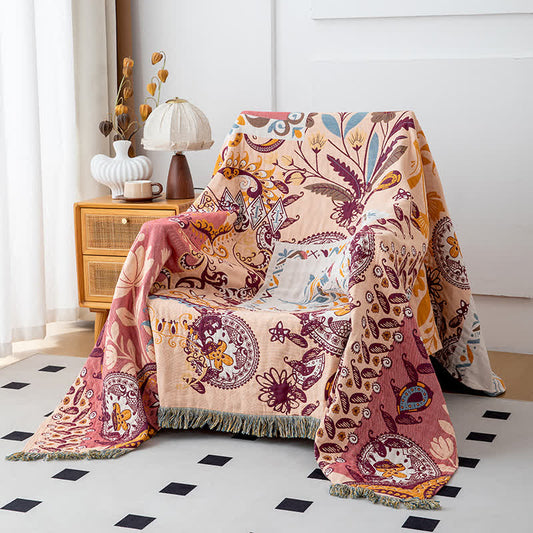 Paisley Floral Cotton Gauze Reversible Blanket