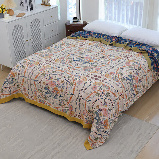 Geometric Floral Cotton Gauze Quilt
