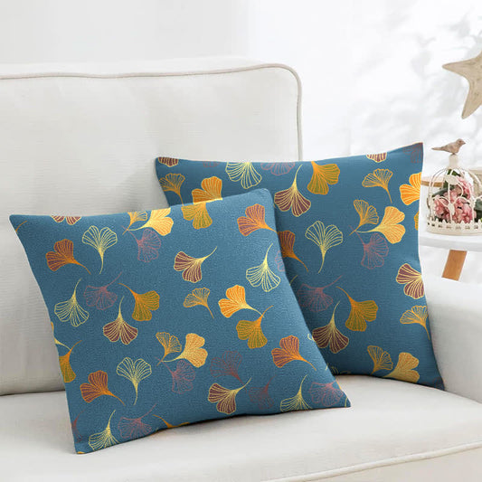 Ginkgo Biloba Cotton Jacquard Square Pillowcases(2PCS) - Blue - 18" x 18" - image 0