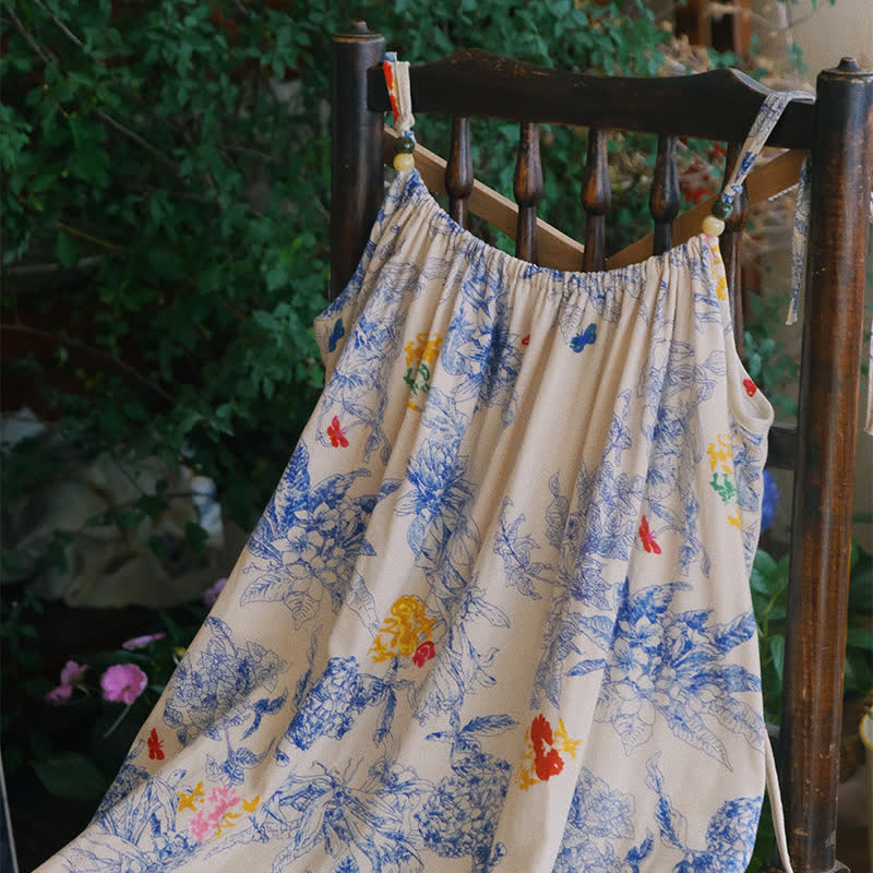Blue Floral Cotton Camisole Nightdress