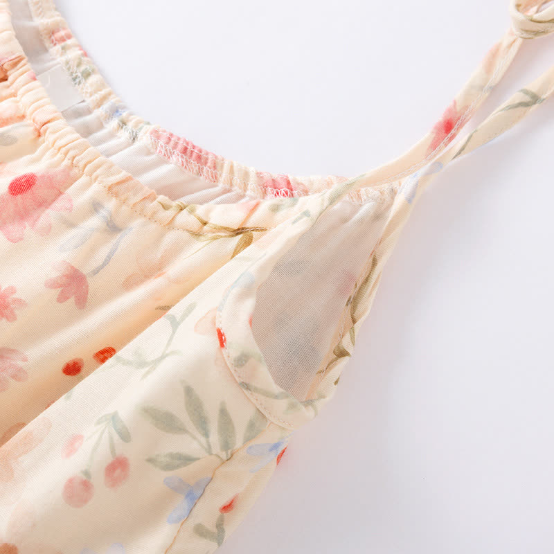 Floral Leaf Cotton Padded Camisole Nightdress
