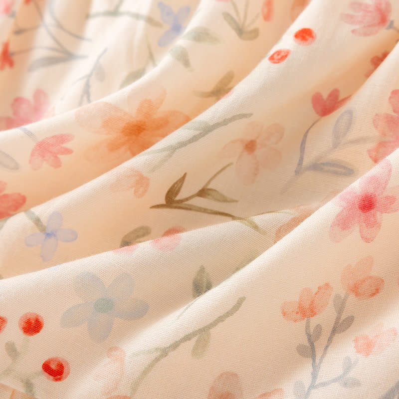 Floral Leaf Cotton Padded Camisole Nightdress
