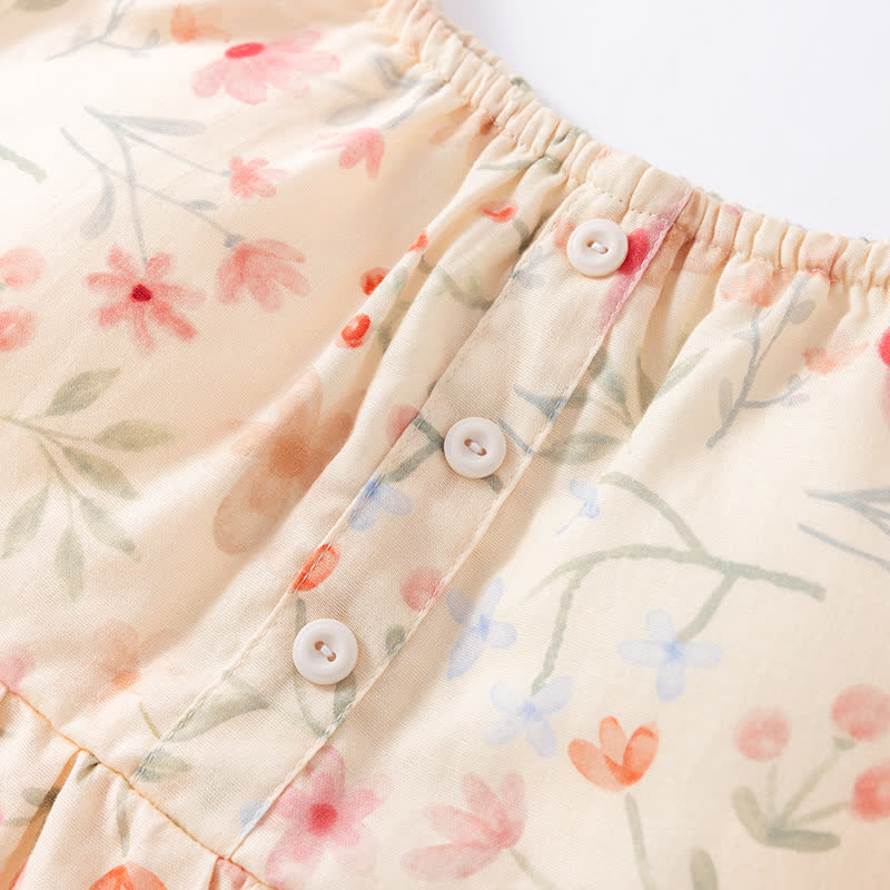 Floral Leaf Cotton Padded Camisole Nightdress
