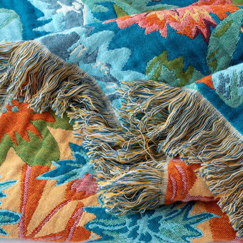 Tulip Gerbera Natural Cotton Tassel Quilt