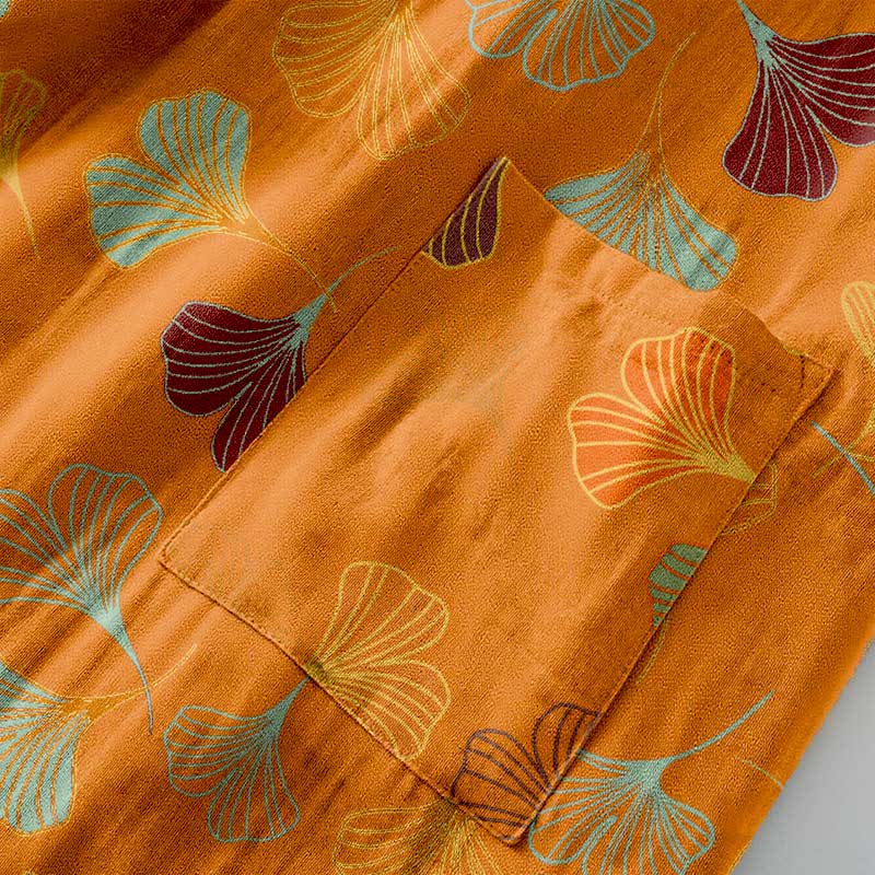 Ginkgo Biloba Cotton Gauze Kimono Robe - image 18