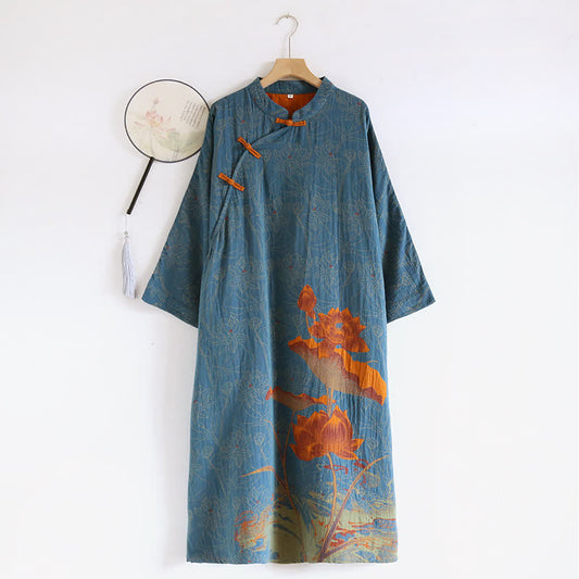 Vintage Lotus Cotton Double Gauze Nightdress - XL - image 1