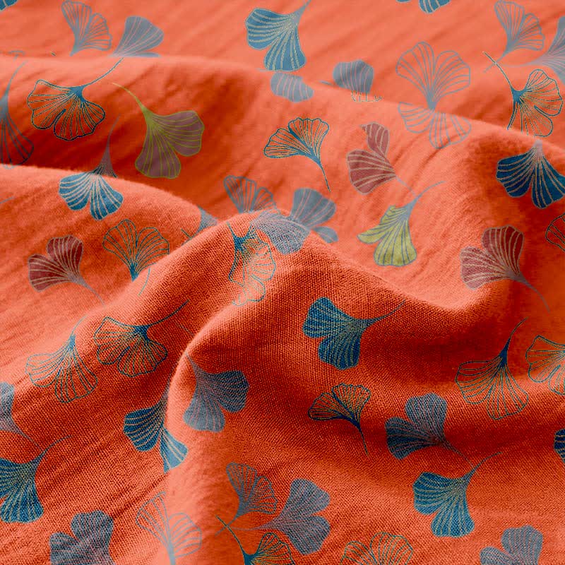 Ginkgo Reversible Cotton Gauze Jacquard Bedspread