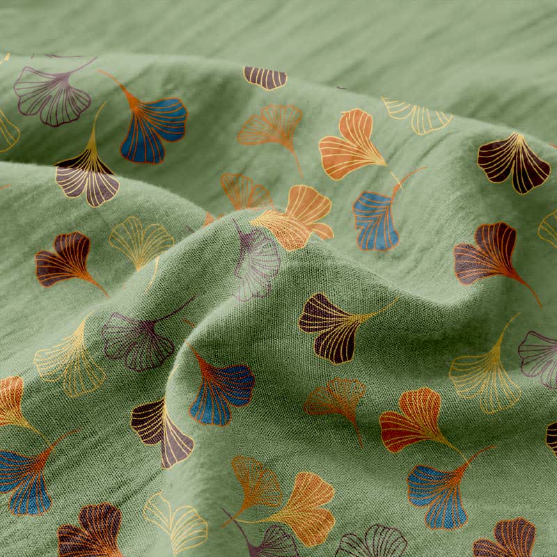 Ginkgo Reversible Cotton Gauze Jacquard Bedspread