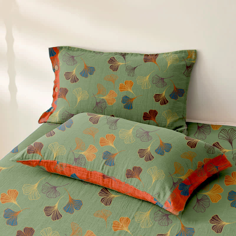 Ginkgo Reversible Cotton Gauze Jacquard Bedspread
