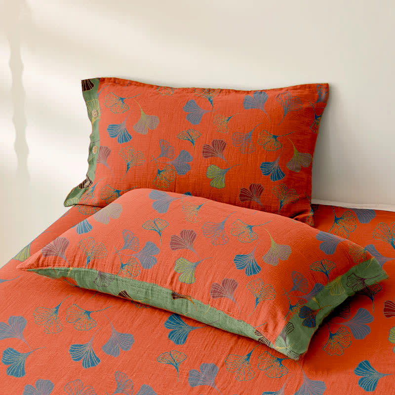 Ginkgo Reversible Cotton Gauze Jacquard Bedspread