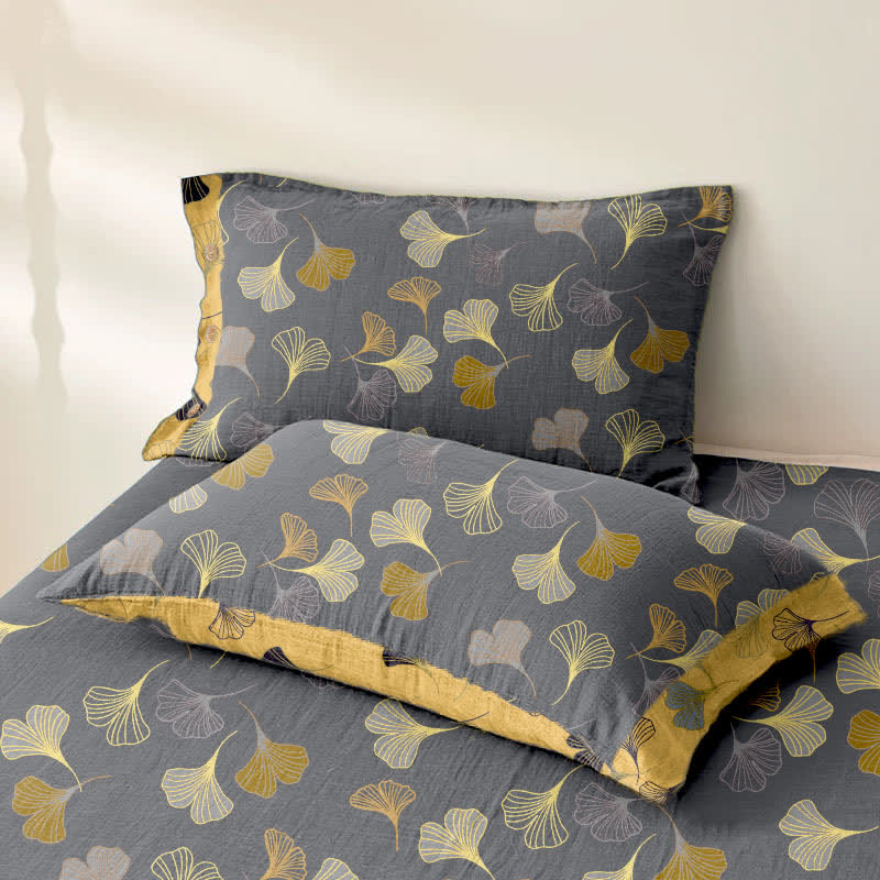 Ginkgo Reversible Cotton Gauze Jacquard Bedspread