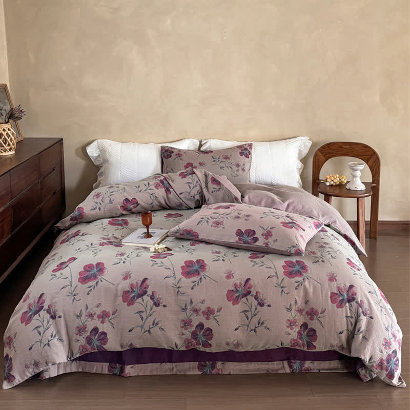 Nature-Inspired Cotton Gauze Bedding Set(4PCS)