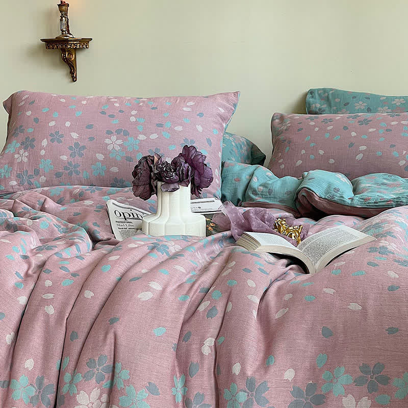Cherry Blossom Cotton Gauze Bedding Set(4PCS)