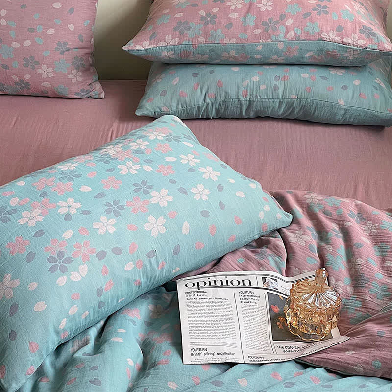Cherry Blossom Cotton Gauze Bedding Set(4PCS)