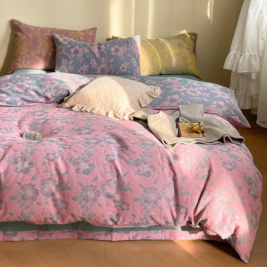 Peach Blossom Cotton Gauze Bedding Set(4PCS)