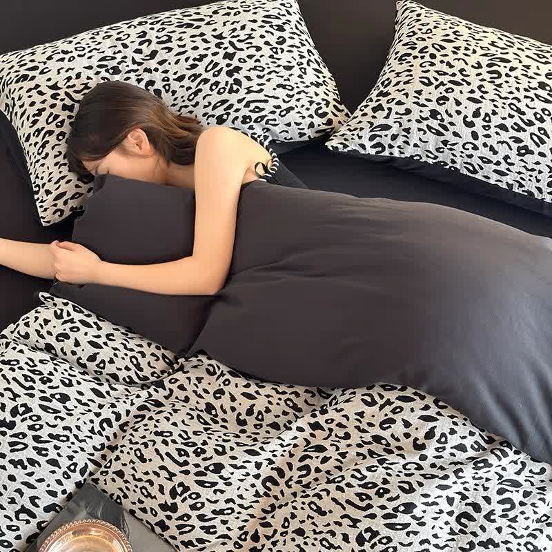 Leopard Print Natural Cotton Bedding Set(4PCS)