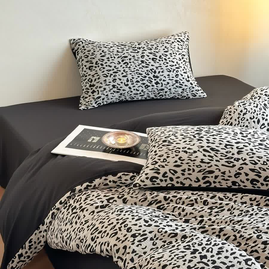 Leopard Print Natural Cotton Bedding Set(4PCS)