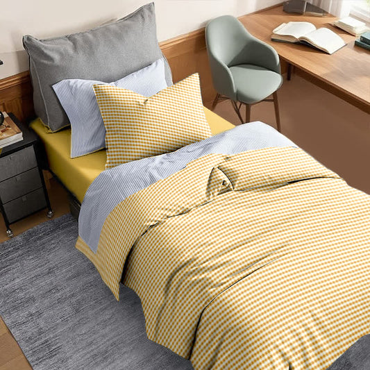 Cotton Plaid Duvet Cover Dorm Bedding Set - image 1