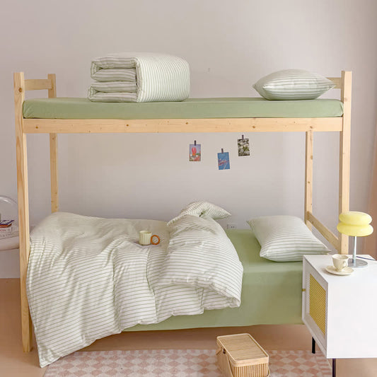 Cotton Minimalist Striped Dorm Bedding Set - image 2