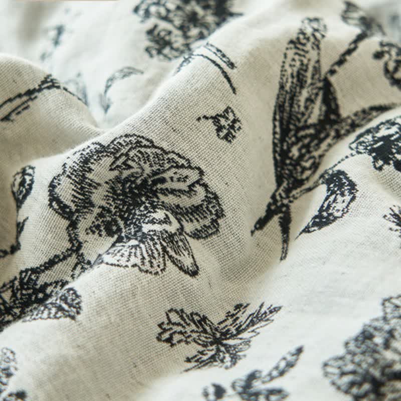 Black Floral Natural Cotton Gauze Quilt - image 10