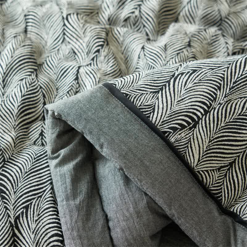Leaf Stripe Natural Cotton Gauze Quilt - image 7