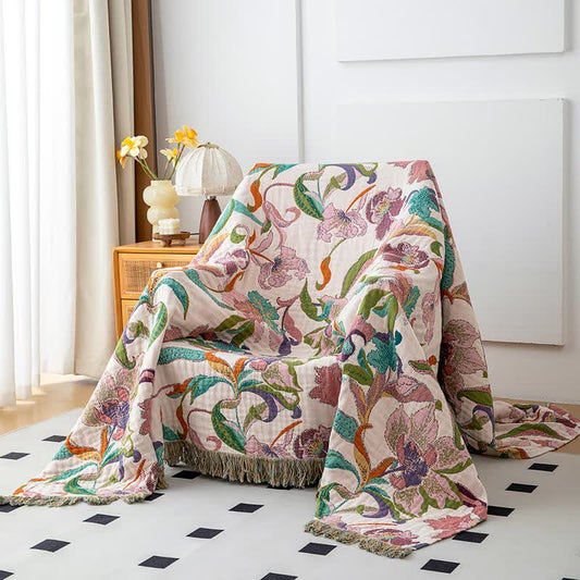 Flower Vine Cotton Gauze Tassel Blanket - image 2
