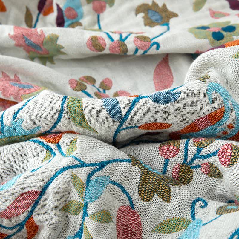 Bohemian Artistic Floral Leaf Cotton Blanket - image 4