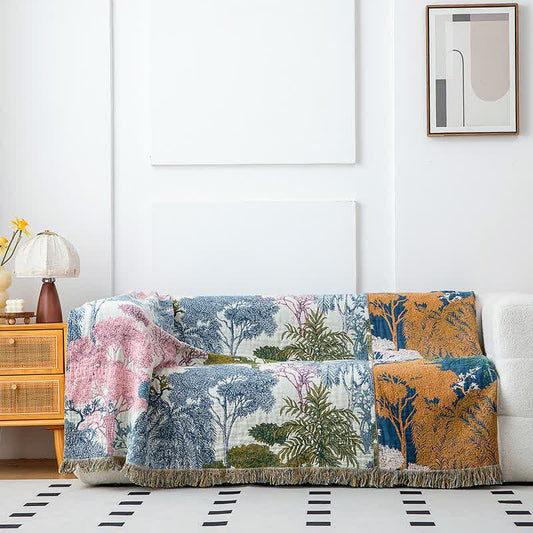 Woodland Cotton Gauze Tassel Blanket - 90"W x 98"L - image 1