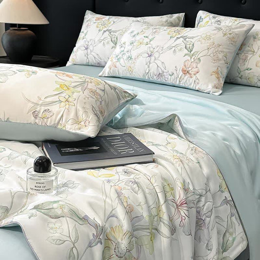 Pastel Floral Print Silky Natural Quilt - image 2