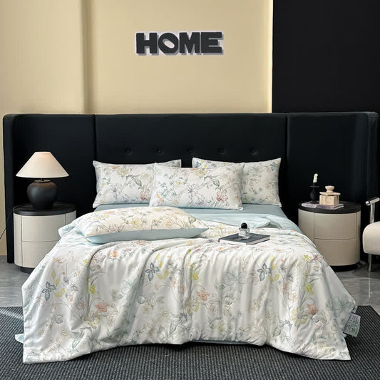 Pastel Floral Print Silky Natural Quilt - Bedding Sets - King - image 1