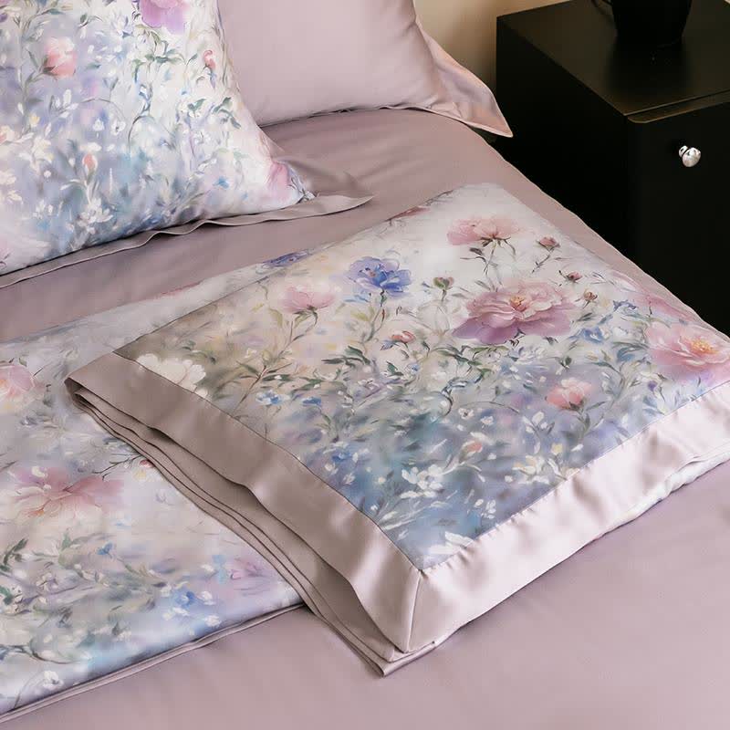 Poppy Floral Print Silky Natural Quilt - image 8