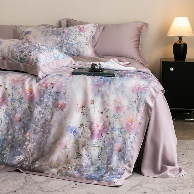 Poppy Floral Print Silky Natural Quilt - image 3
