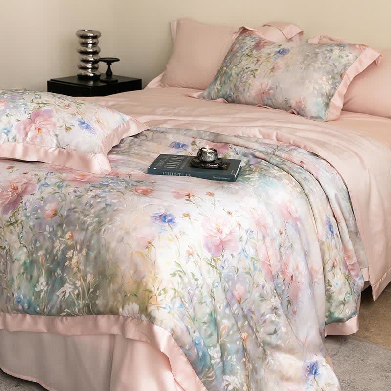 Poppy Floral Print Silky Natural Quilt - image 11