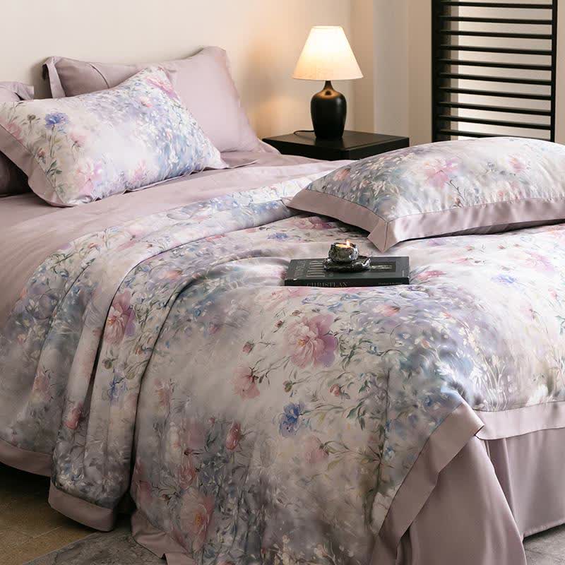 Poppy Floral Print Silky Natural Quilt - image 4