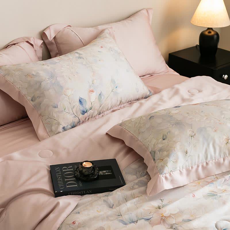 Pink Peony Print Silky Natural Quilt - image 5