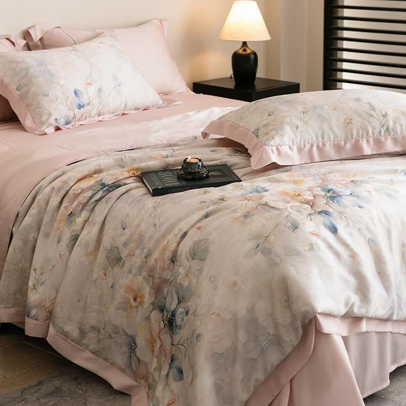 Pink Peony Print Silky Natural Quilt - image 3