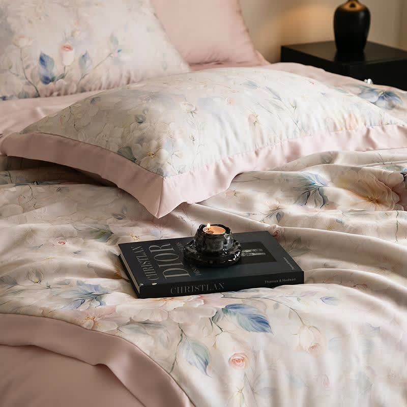 Pink Peony Print Silky Natural Quilt - image 4