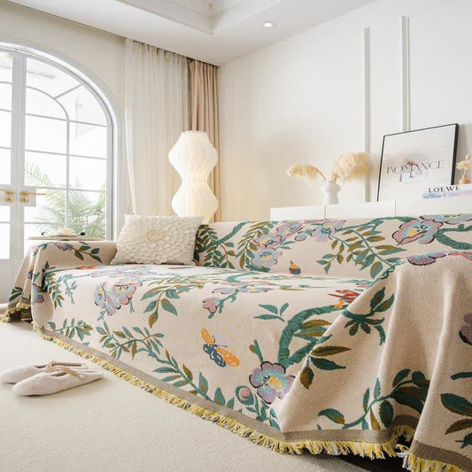 Green Leaf Floral Chenille Sofa Protector - image 2