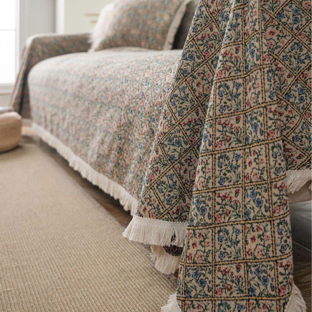 Jacquard Plaid Floral Sofa Protector - image 4