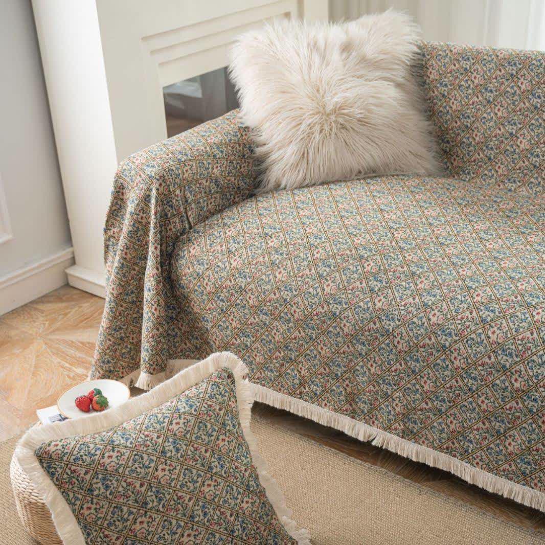 Jacquard Plaid Floral Sofa Protector - image 3