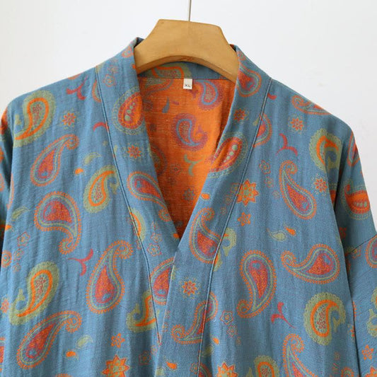 Paisley Cotton Gauze Japanese Kimono Robe - image 2