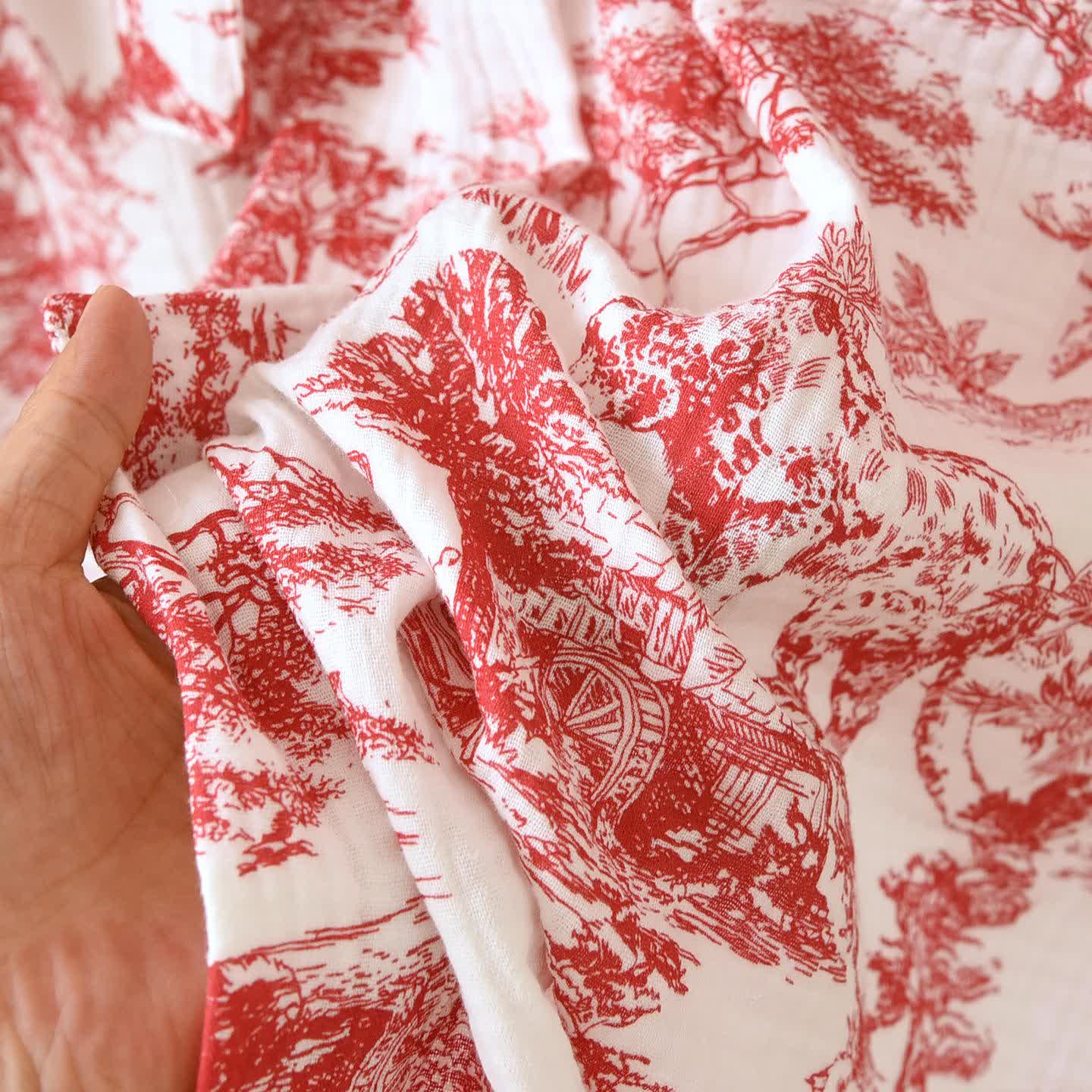 Toile Print Forest Cotton Kimono Robe - image 9