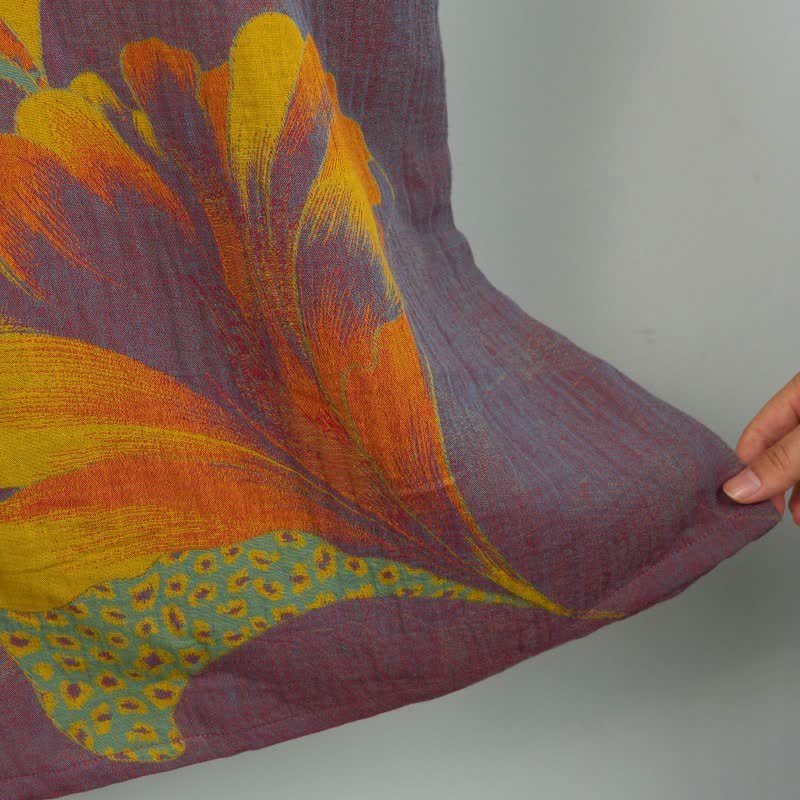 Ginkgo Leaf Print Cotton Cheongsam Nightgown - image 6