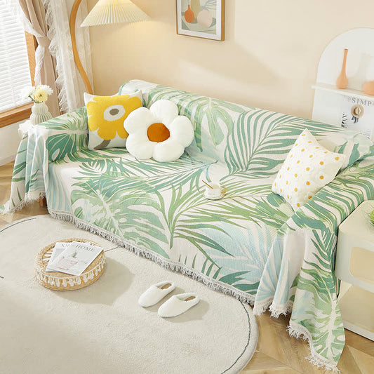 Botanical Leaf Sofa Waffle Throw Blanket - image 2