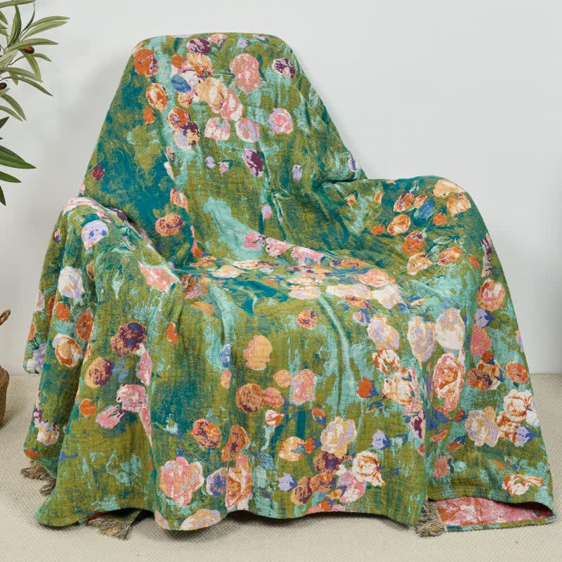 Artistic Rose Cotton Gauze Reversible Blanket - image 5